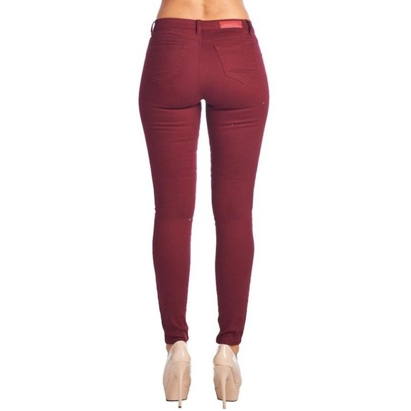 Wine Colored Skinny Jeans - Picture 4 of 6